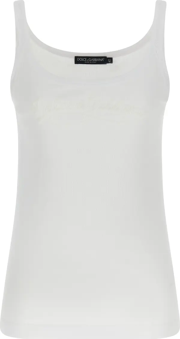 White Cotton Sleeveles T-Shirt
