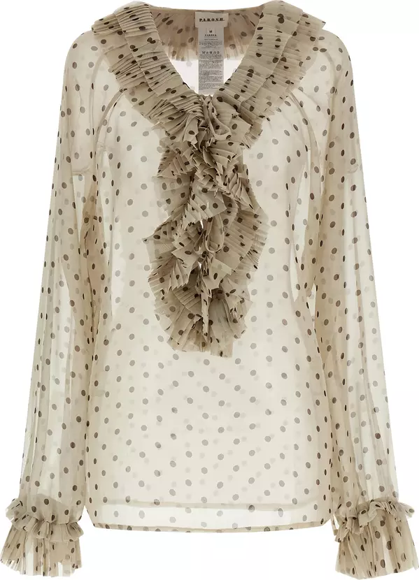 Beige Polyester Blouse