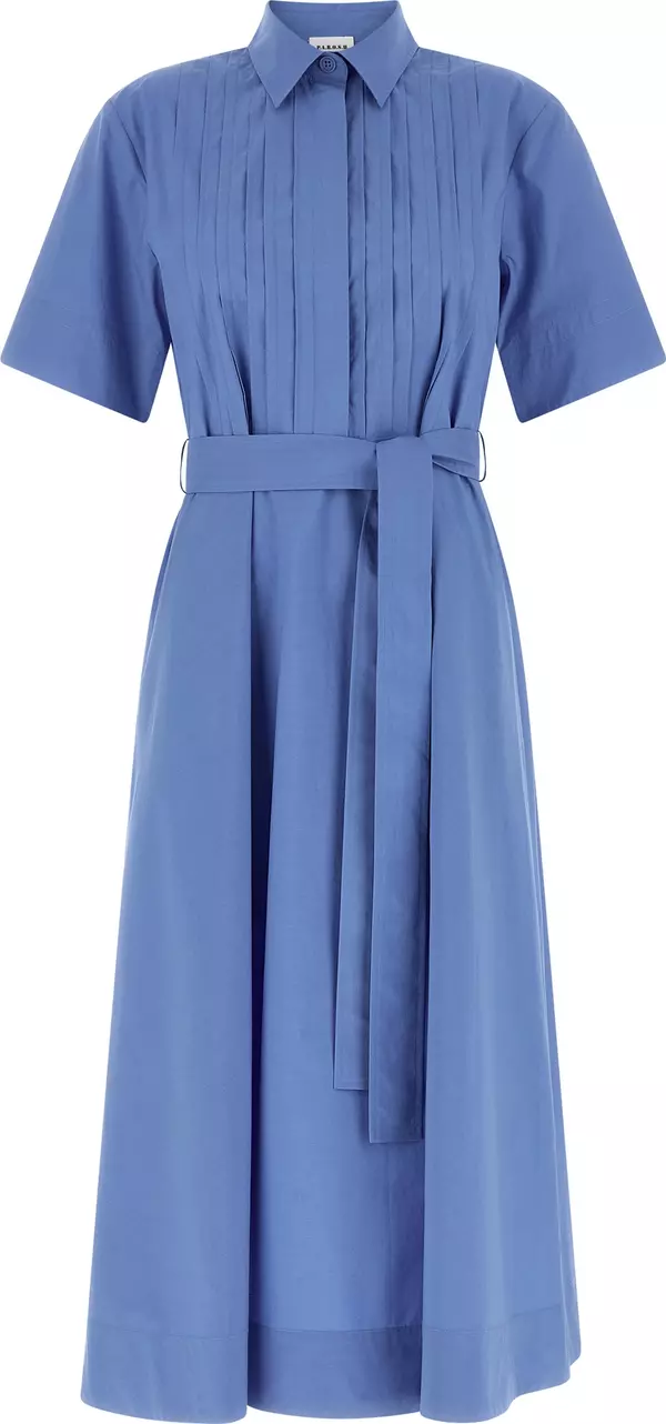 Blue Cotton Midi Dress