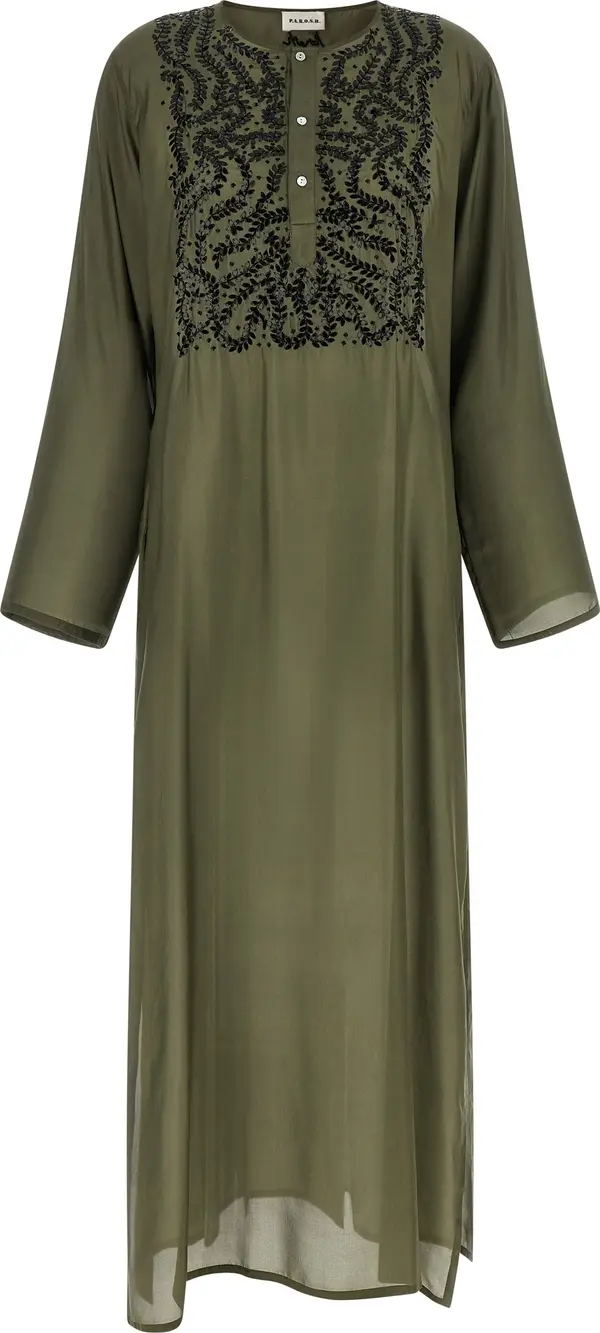 Bicolor Silk Long Dress