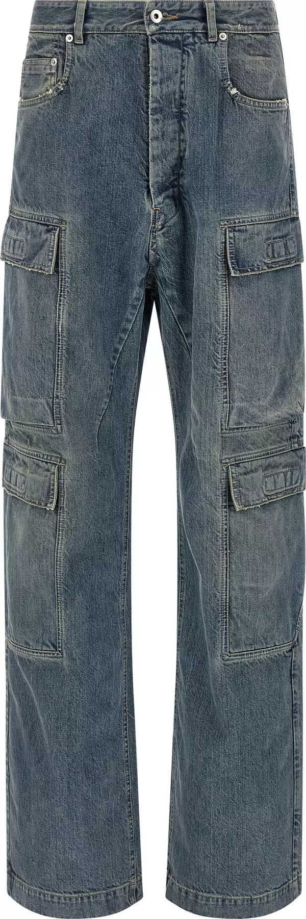 Blue Cotton Cargo Pants