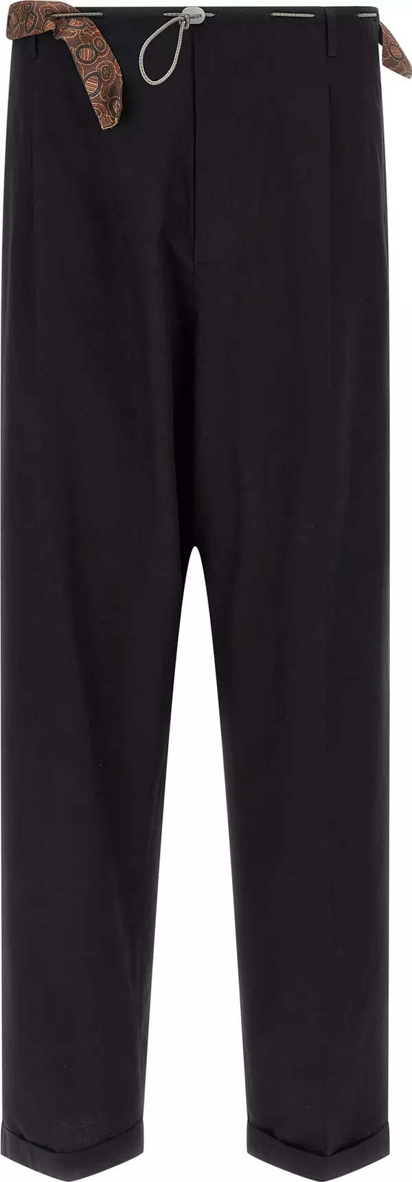 Black Cotton Casual Pants