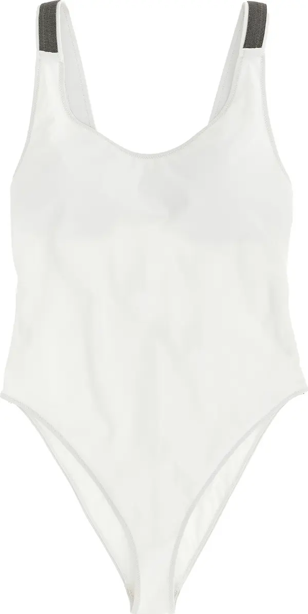 White Polyamide One-Piece Swimsuit