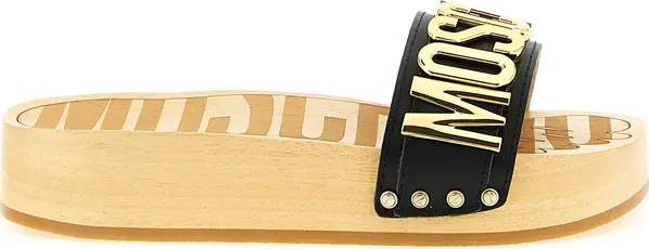 Black Calfskin Slides
