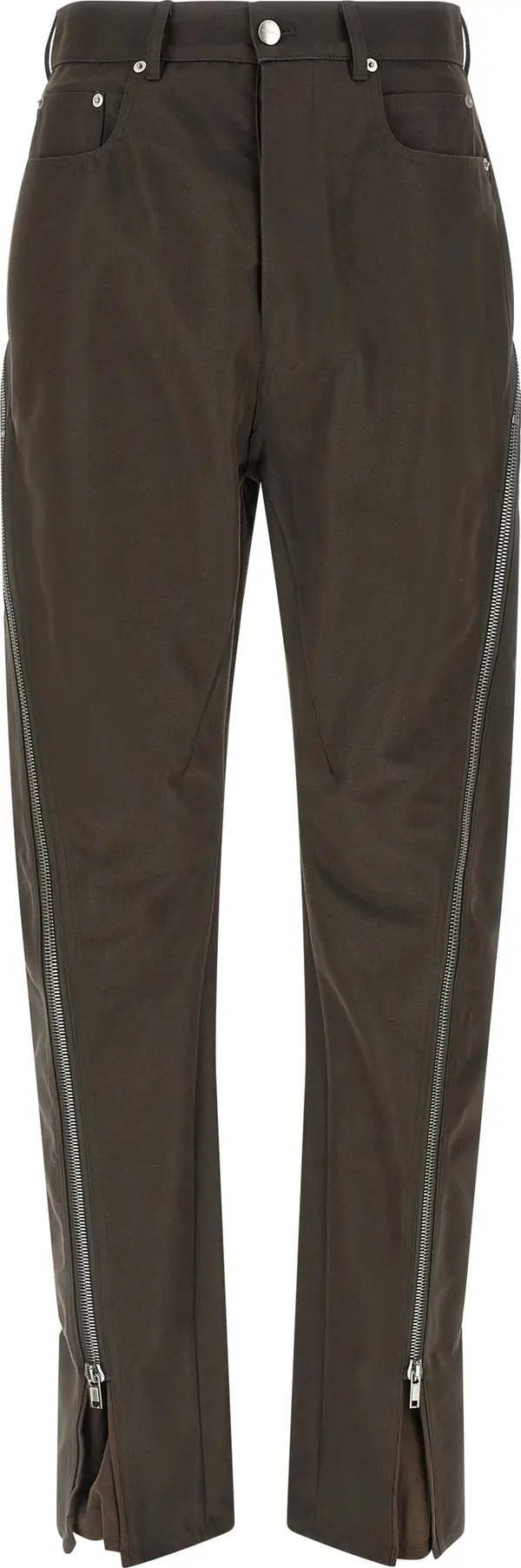 Brown Cotton Casual Pants