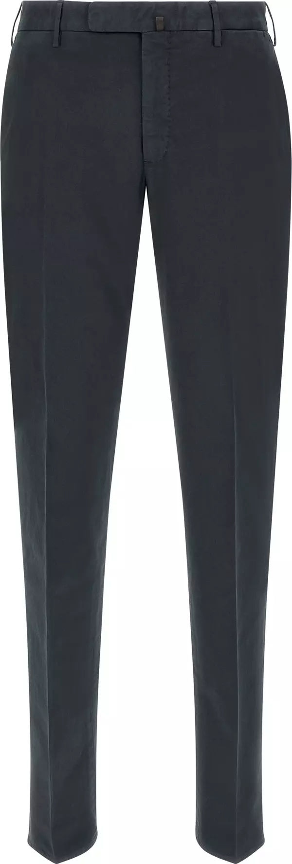 Blue Cotton Casual Pants