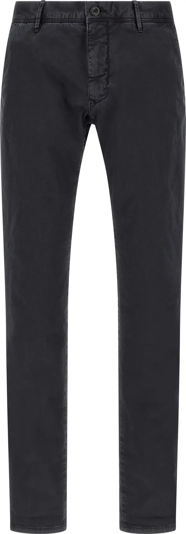 Blue Cotton Casual Pants