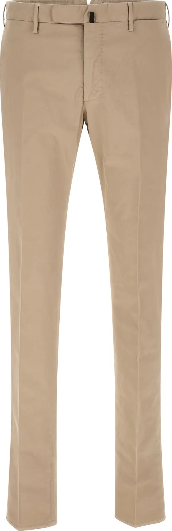 Beige Cotton Casual Pants