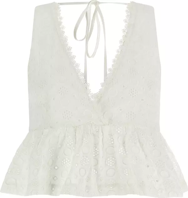 White Cotton Sleeveles T-Shirt