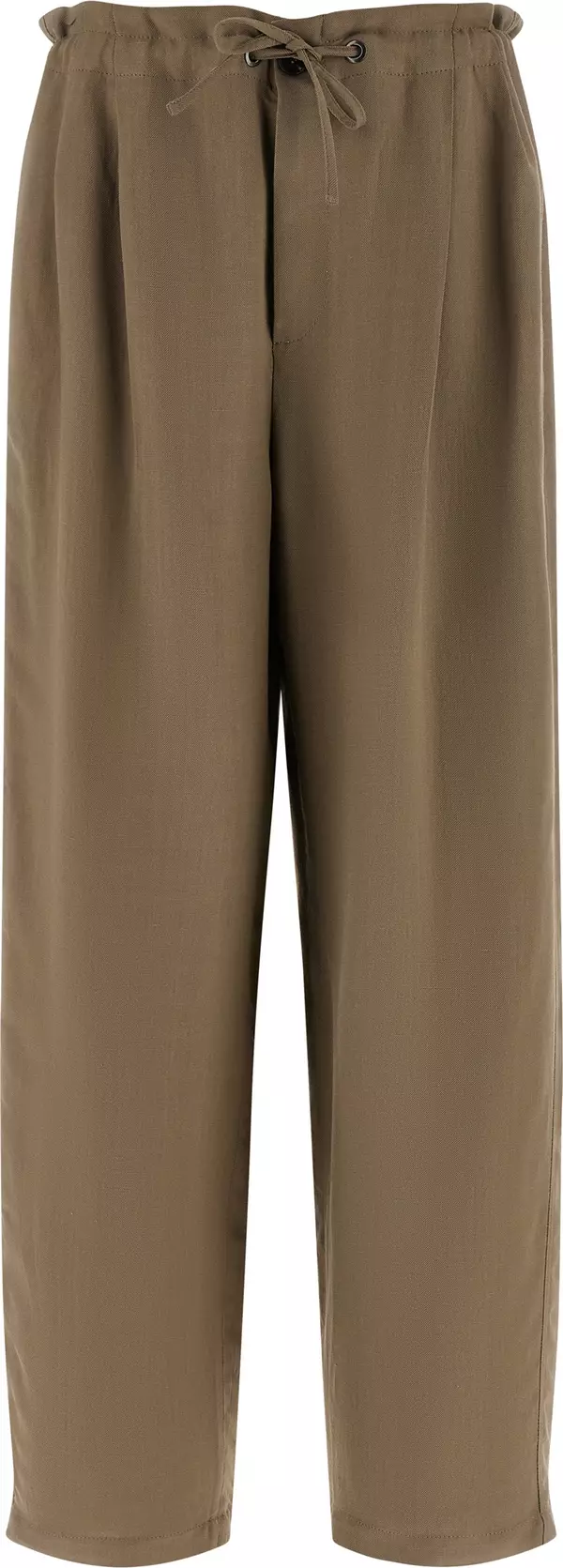 Beige Viscose Casual Pants