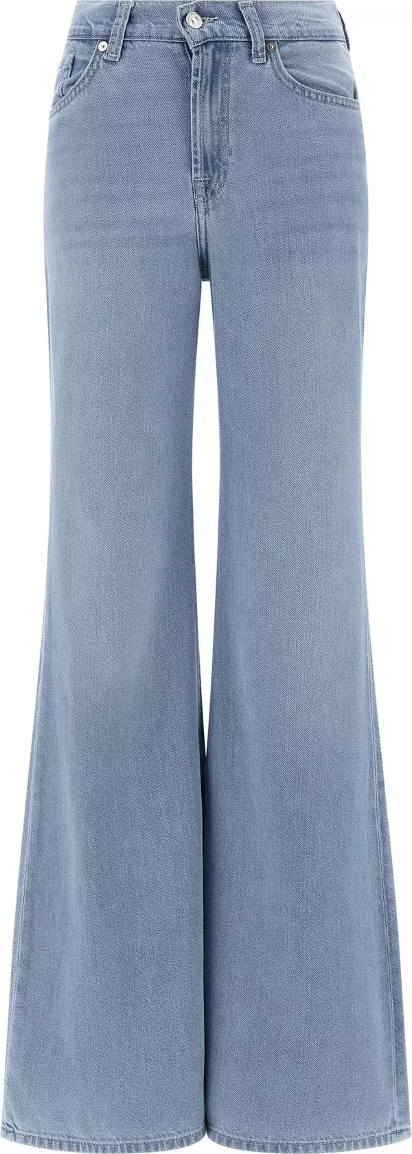 Blue Cotton Flared Jeans
