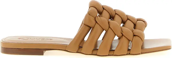 Brown Lambskin Slides