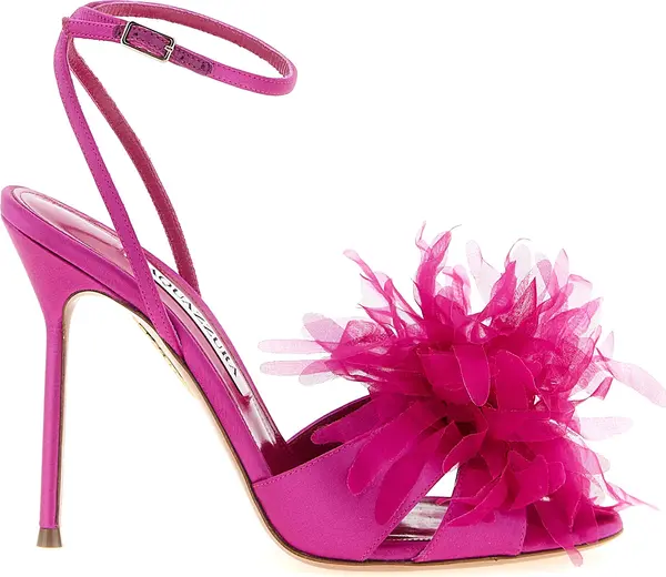 Fuchsia Textile Stiletto Heel Sandals