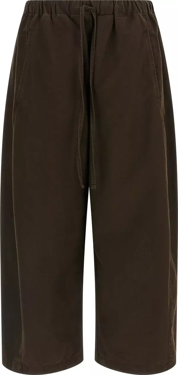 Brown Cotton Casual Pants