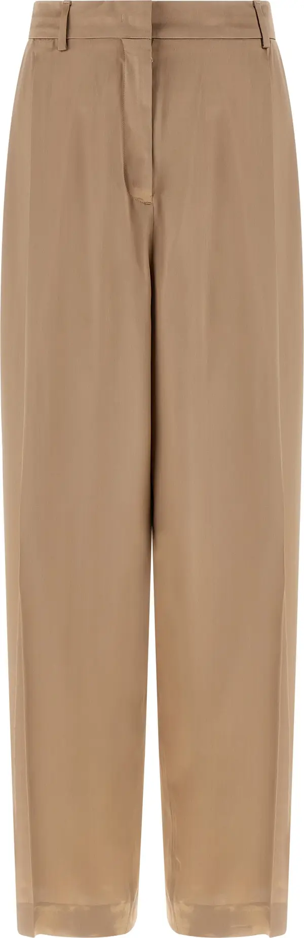 Beige Viscose Casual Pants