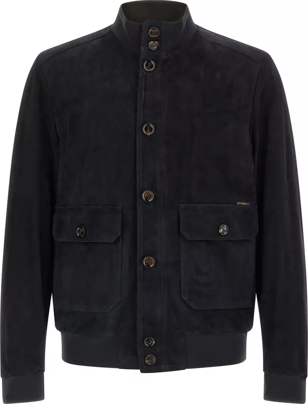 Blue Lamb Leather Leather Jacket