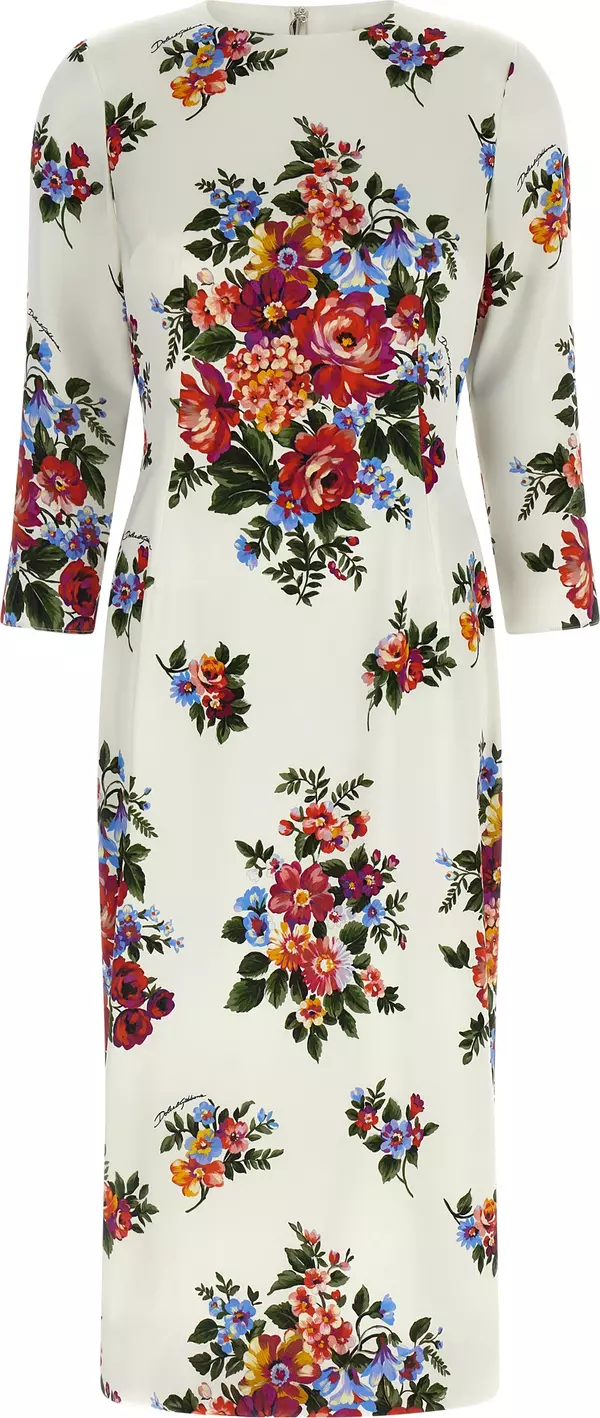 White Viscose Midi Dress