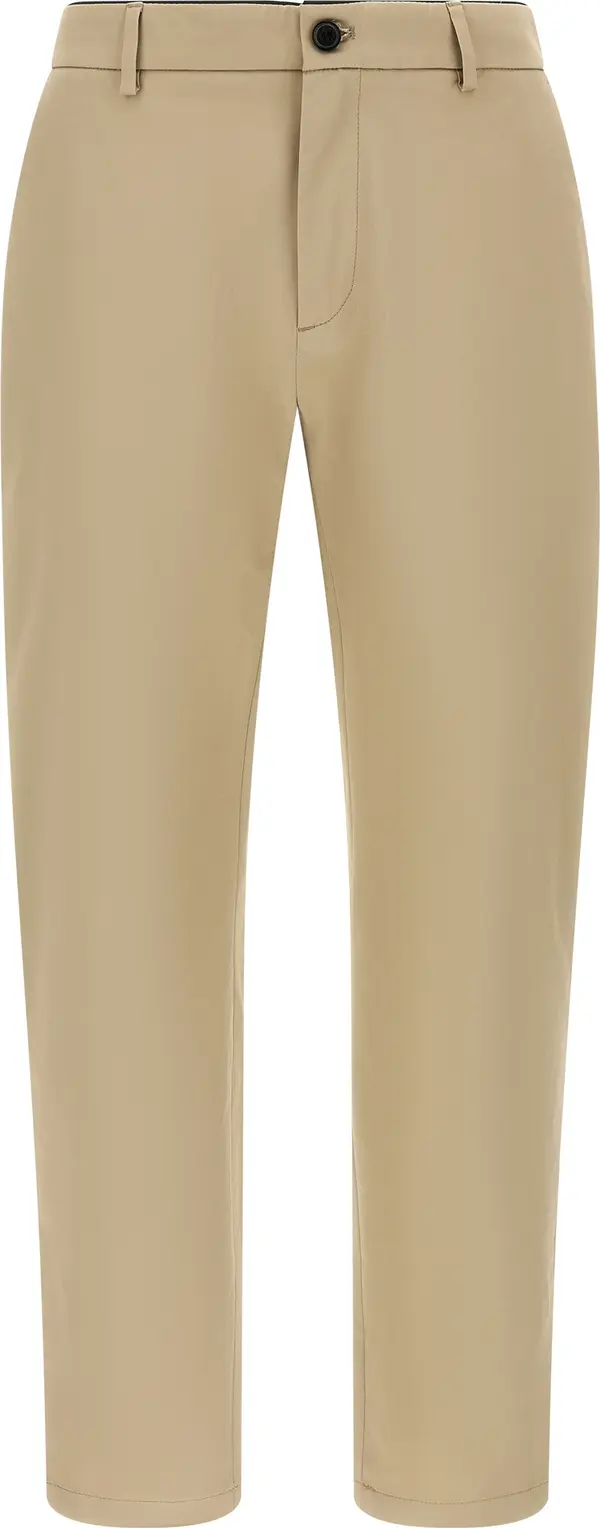 Beige Cotton Cropped Pants