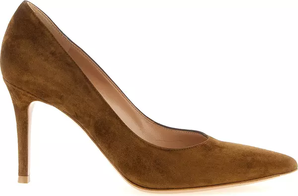 Brown Suede Leather High Heel Pumps