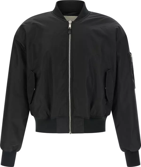 Black Nylon Bomber