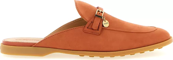 Orange Calfskin Mules