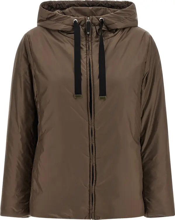 Brown Polyester Full-Length Jacket