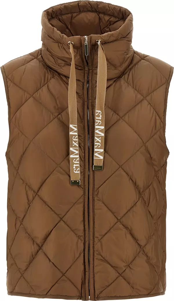 Brown Polyamide Sleeveless Jacket