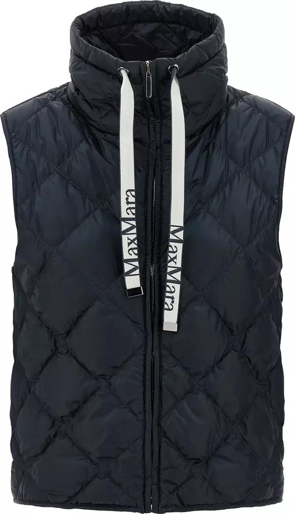 Blue Polyamide Sleeveless Jacket