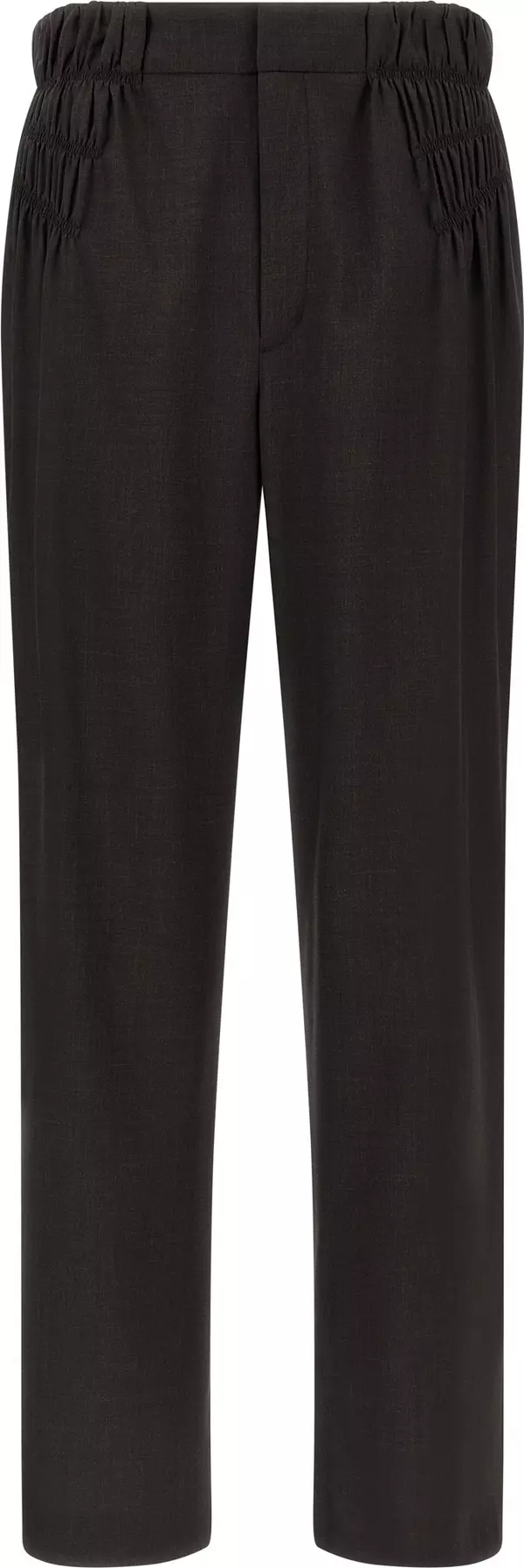 Brown Virgin Wool Casual Pants