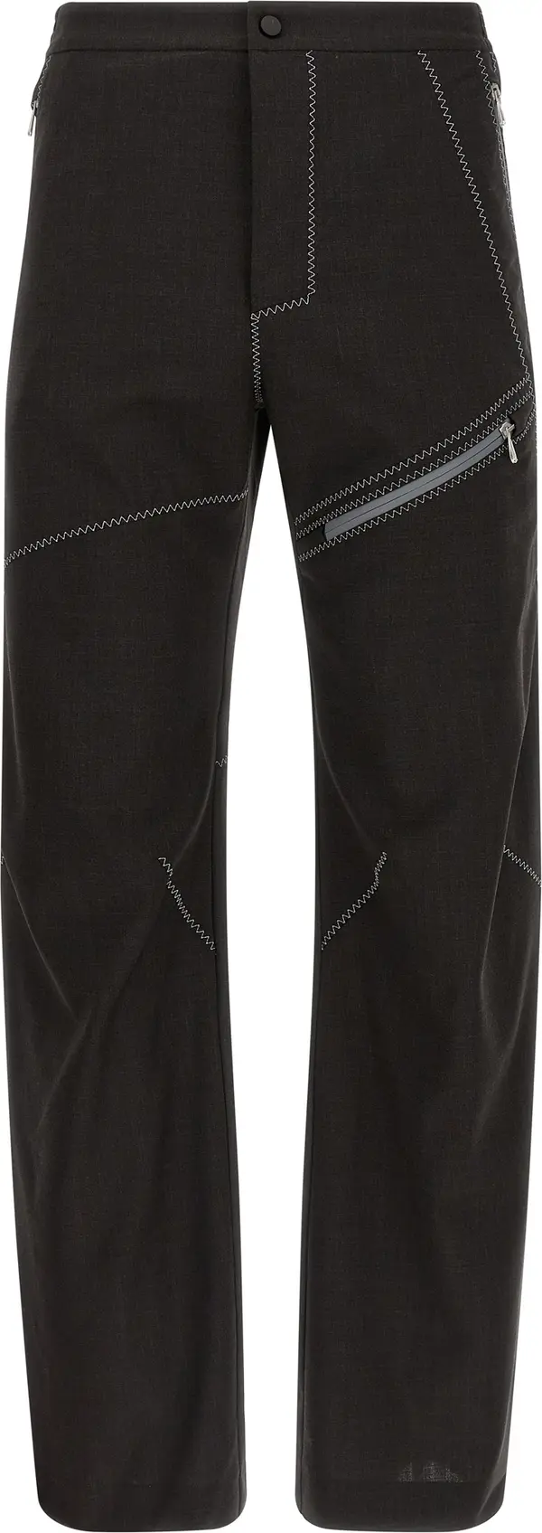 Brown Virgin Wool Casual Pants