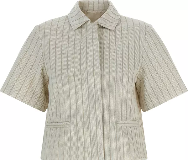 Beige Cotton Full-Length Jacket