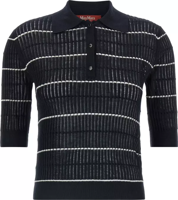 Blue Silk Polo Shirt