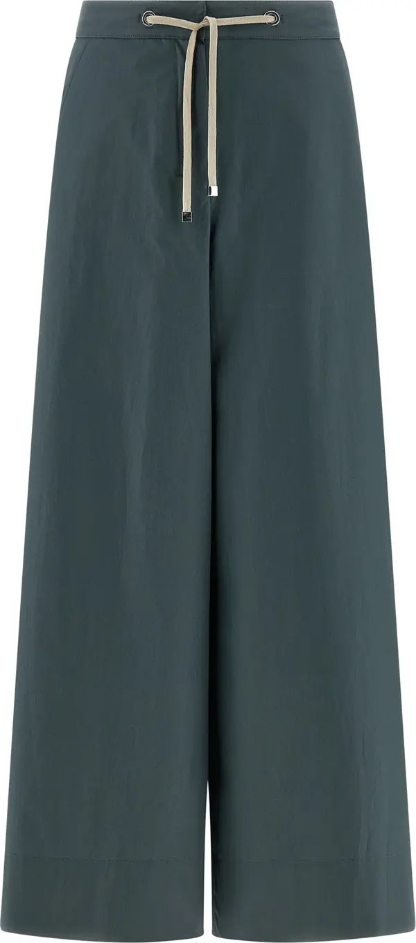 Blue Cotton Flared Pants