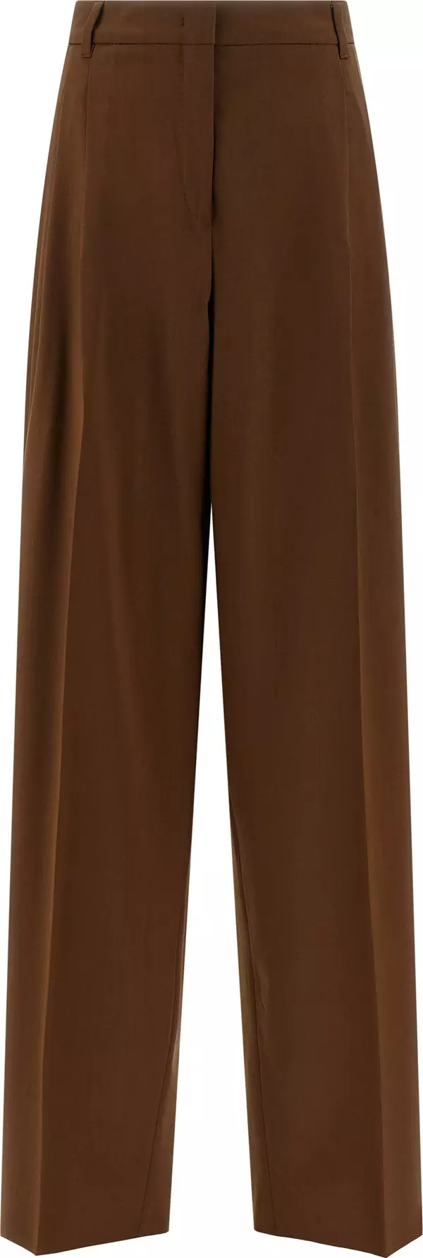 Brown Virgin Wool Casual Pants