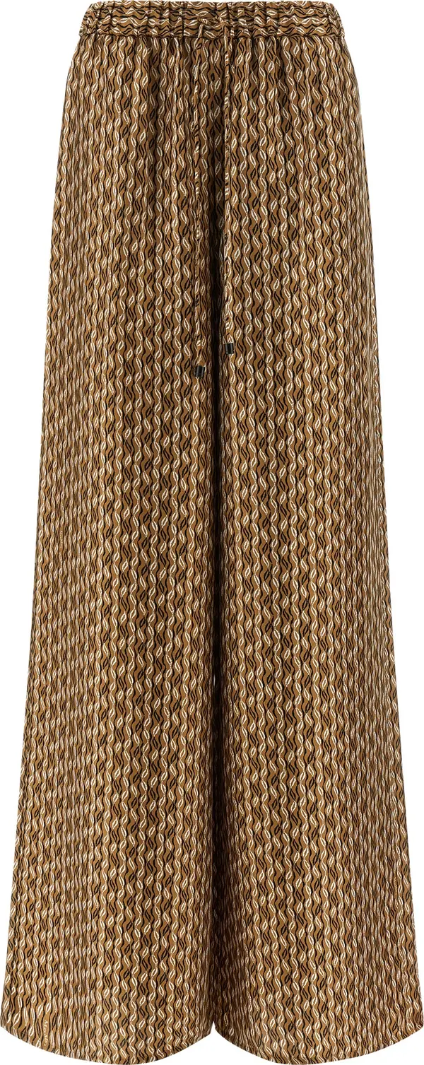 Brown Silk Casual Pants