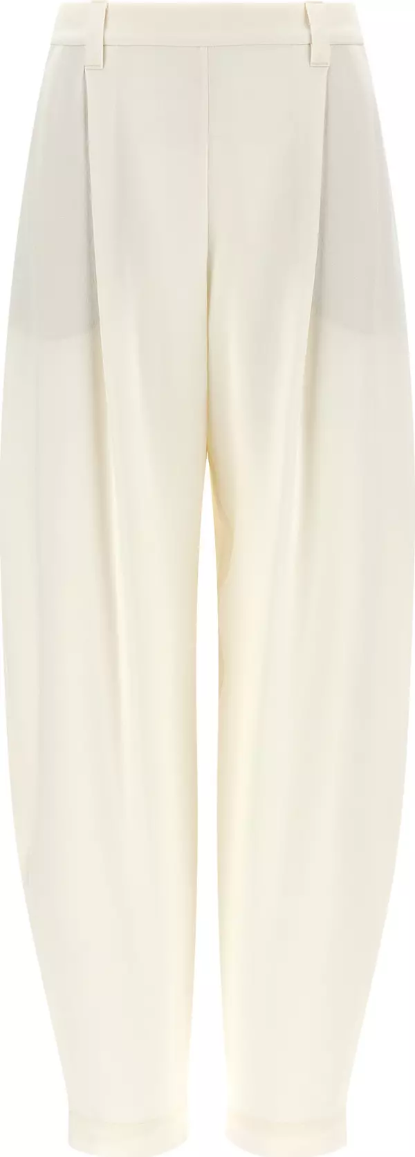 Beige Viscose Casual Pants