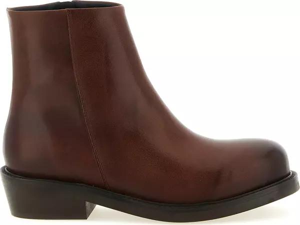 Brown Calfskin Ankle Boots