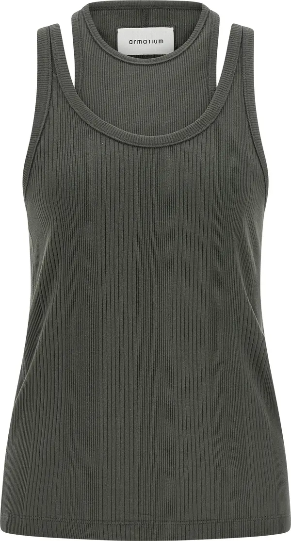 Gray Cotton Sleeveles T-Shirt