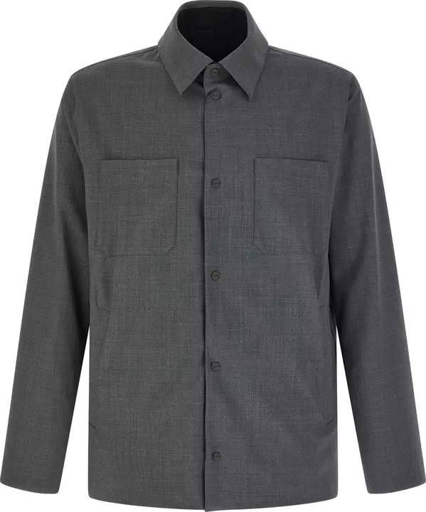 Gray Polyester Full-Length Jacket