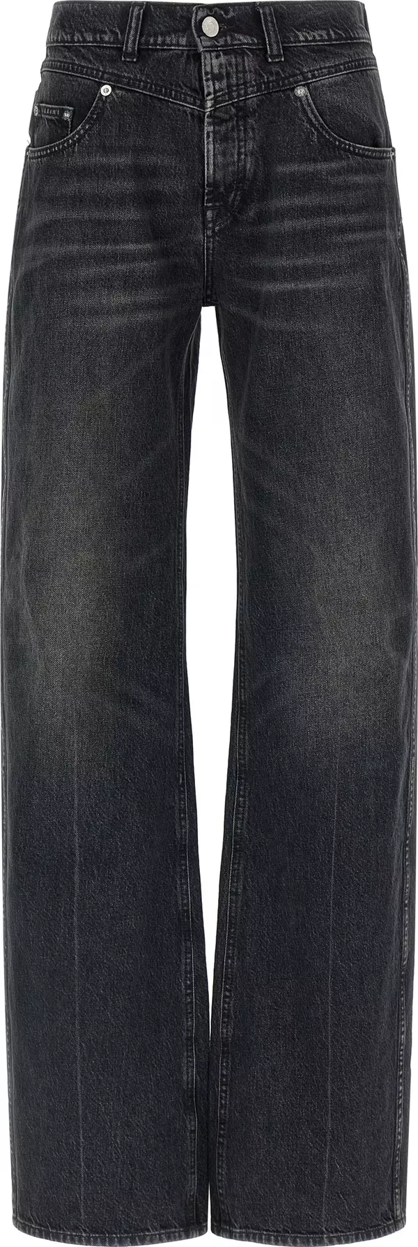 Black Cotton Straight-Leg Jeans