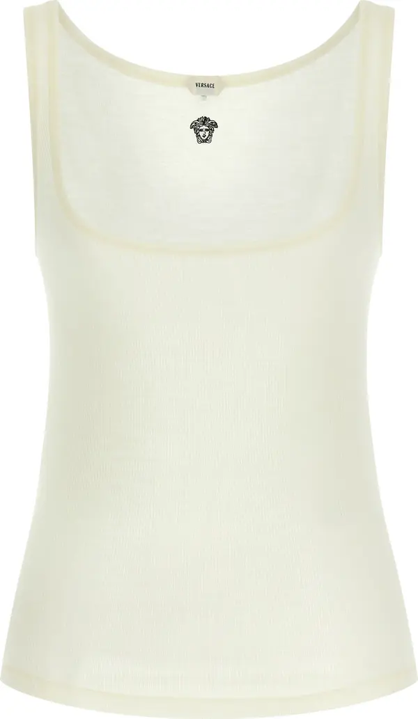 White Virgin Wool Sleeveles T-Shirt
