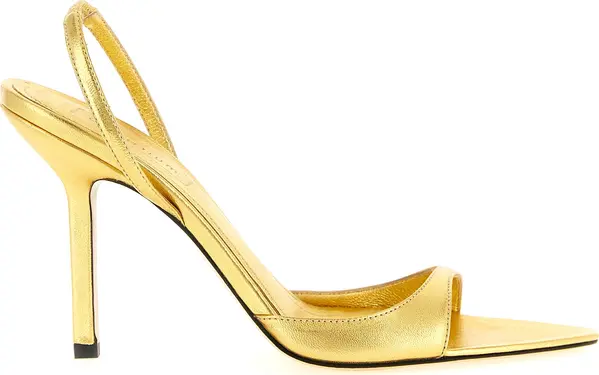 Gold Lambskin Stiletto Heel Sandals