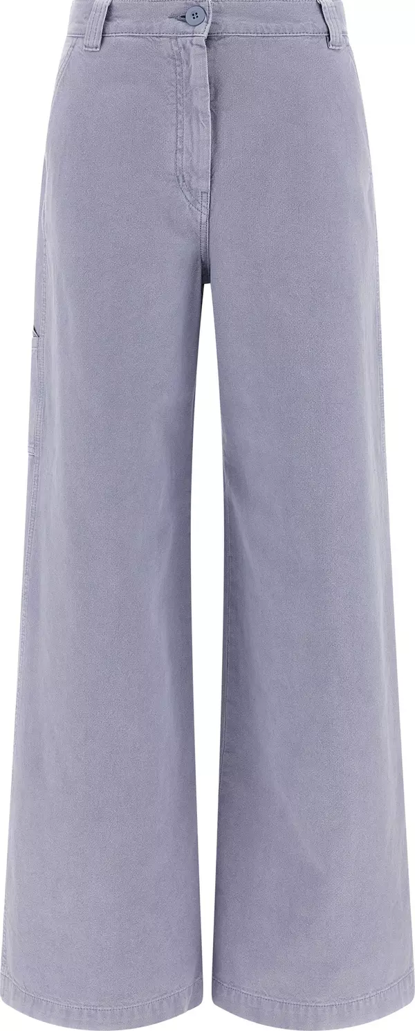 Purple Cotton Casual Pants