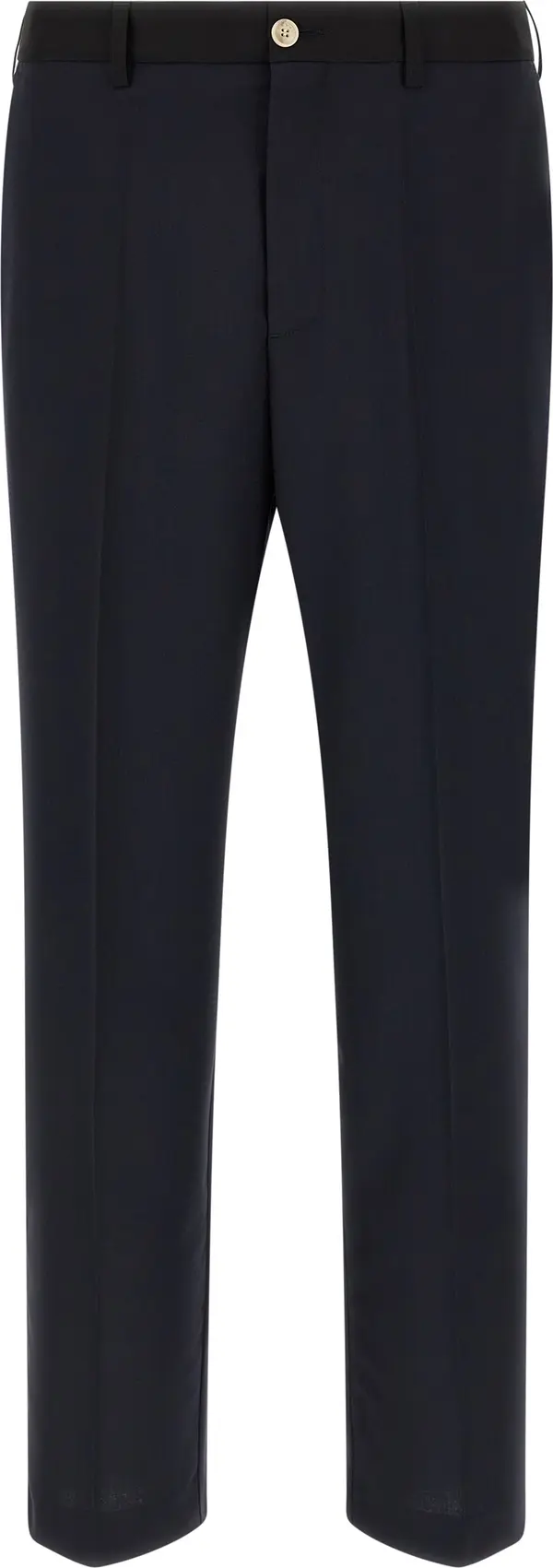 Blue Virgin Wool Casual Pants