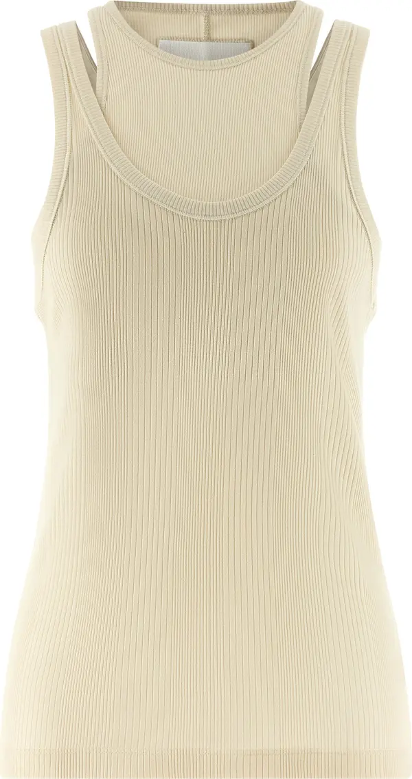 White Cotton Sleeveles T-Shirt