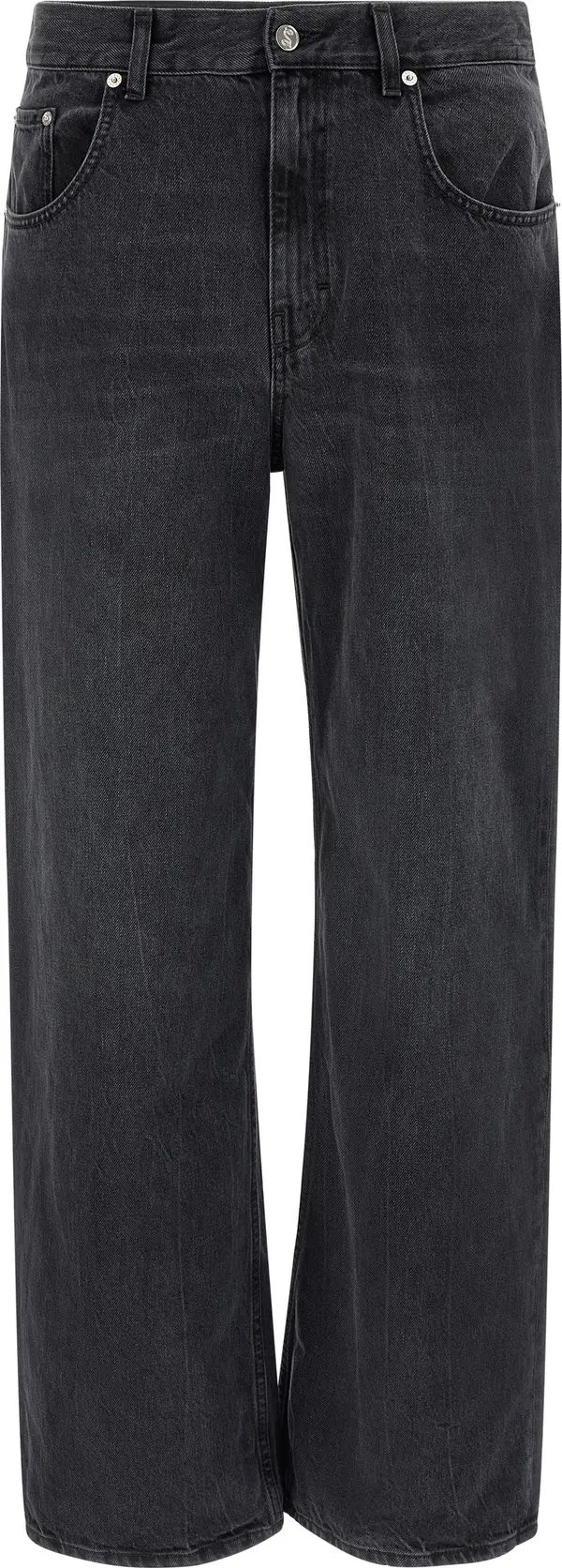Black Cotton Straight-Leg Jeans