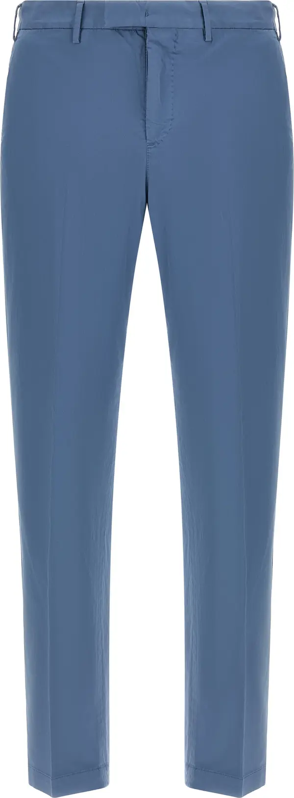 Blue Cotton Casual Pants