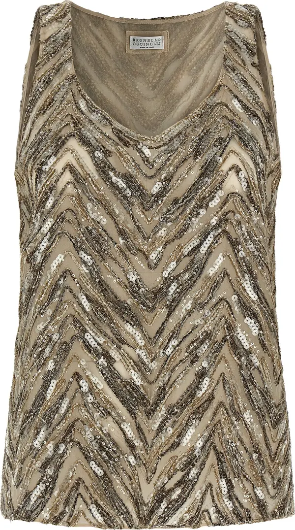 Beige Silk Tank Tops
