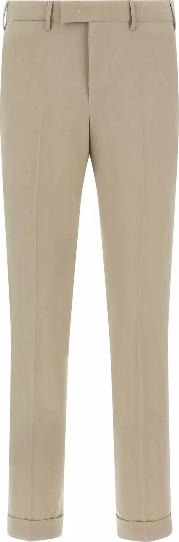 Beige Virgin Wool Dress Pants