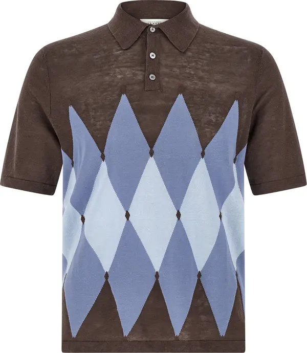 Brown Linen Polo Shirt